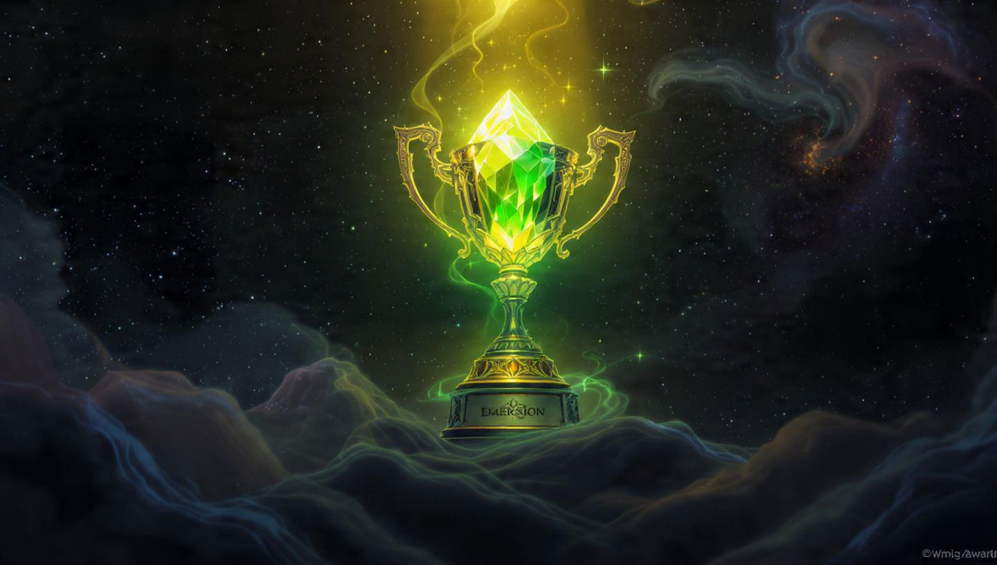 Glowing Trophy on a dark mystical background